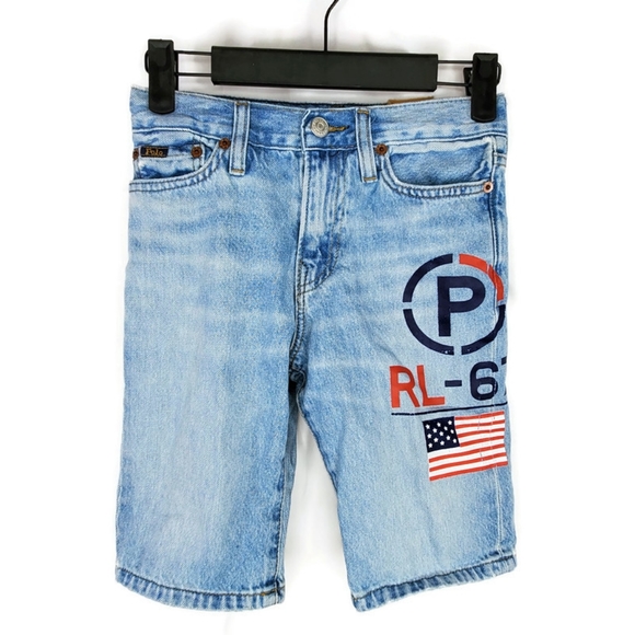 Polo Ralph Lauren Other - Polo Ralph Lauren The Sullivan Slim Denim Shorts Youth Kids Boys Logo USA Size 8
